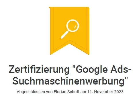 Google ADS Suchmaschinenwerbung Zertifizierung
